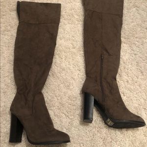 Olive/tan Thigh high Suede boots NEW